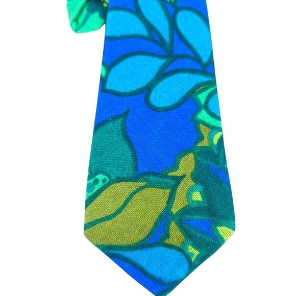 Key West Ties Mens Blue Green Vintage Neck Tie Necktie Floral 3.5" x 60" - Picture 5 of 8